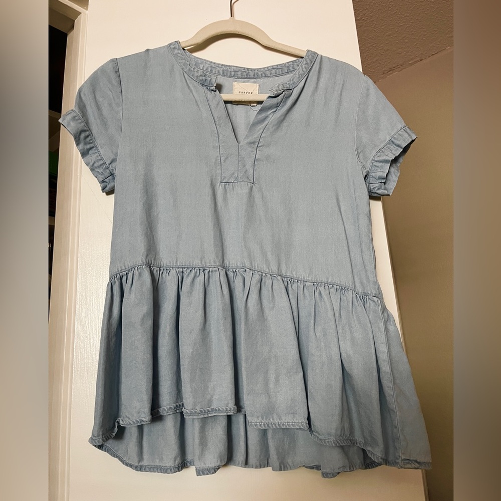 Francesca’s Boutique Harper Tinsel Peplum Top XS